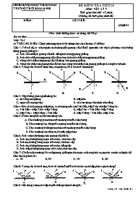 Đề kiểm tra một tiết Vật lí lớp 7 - Mã đề 01 - Trường THCS Hàm Minh